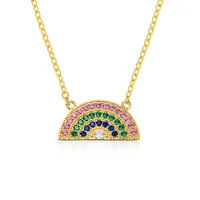 925 Sterling Silver Zircon Rainbow Pendant Necklace main image 3