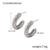 1 Pair Casual Simple Style Commute C Shape Inlay Titanium Steel Rhinestones 18K Gold Plated Ear Studs sku image 1