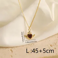 Copper 18K Gold Plated IG Style Simple Style Inlay Gesture Heart Shape Wings Zircon Pendant Necklace main image 7