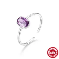 Sterling Silver Sweet Plating Inlay Geometric Zircon Open Rings main image 5