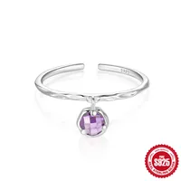 Sterling Silver Sweet Plating Inlay Geometric Zircon Open Rings sku image 3
