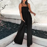 Slim Fit High Waist Jumpsuit Leisure Commute Pleated Solid Color Women's Fashion European Style Spring And Autumn Season Clothing main image 2