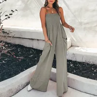 Slim Fit High Waist Jumpsuit Leisure Commute Pleated Solid Color Women's Fashion European Style Spring And Autumn Season Clothing main image 4