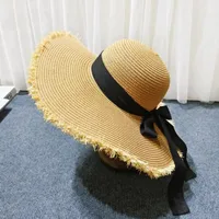 Women's Elegant Simple Style Solid Color Bow Knot Wide Eaves Straw Hat main image 3