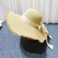 Women's Elegant Simple Style Solid Color Bow Knot Wide Eaves Straw Hat main image 4