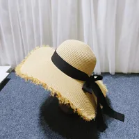 Women's Elegant Simple Style Solid Color Bow Knot Wide Eaves Straw Hat sku image 2