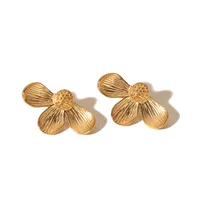 1 Pair Simple Style Classic Style Flower Plating 304 Stainless Steel 18K Gold Plated Ear Studs main image 3