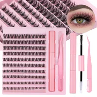 Lady Solid Color Artificial Fiber False Eyelashes Eyelash Glue 1 Set main image 2