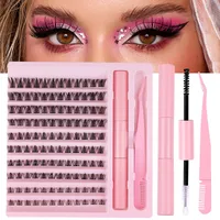Lady Solid Color Artificial Fiber False Eyelashes Eyelash Glue 1 Set main image 3