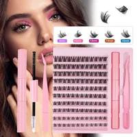 Lady Solid Color Artificial Fiber False Eyelashes Eyelash Glue 1 Set main image 1
