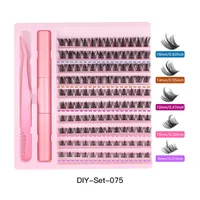 Lady Solid Color Artificial Fiber False Eyelashes Eyelash Glue 1 Set main image 4