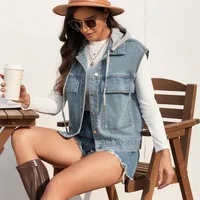 Designed   Women's Clothing Summer  Independent Station New Washed One Breasted Denim Vest Waistcoat Fashion main image 3