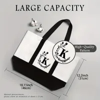 Women's Medium Canvas Letter Flower Classic Style Square Zipper Shoulder Bag main image 5