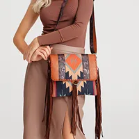 Women's Medium Cotton And Linen Geometric Ethnic Style Square Flip Cover Square Bag main image 4