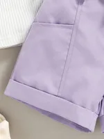 Elegant Solid Color Cotton Girls Clothing Sets main image 5