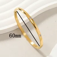 Simple Style Round Solid Color Titanium Steel Rhinestones Bangle In Bulk main image 4