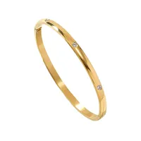 Simple Style Round Solid Color Titanium Steel Rhinestones Bangle In Bulk main image 2