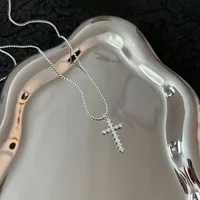 925 Sterling Silver Ball Chain Plating Cross Pendant Necklace main image 2