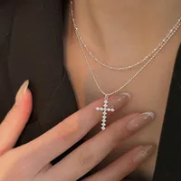 925 Sterling Silver Ball Chain Plating Cross Pendant Necklace main image 1