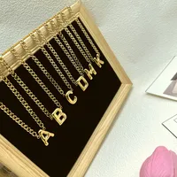 201 Stainless Steel 304 Stainless Steel 18K Gold Plated Simple Style Letter Pendant Necklace main image 10
