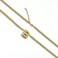 201 Stainless Steel 304 Stainless Steel 18K Gold Plated Simple Style Letter Pendant Necklace sku image 2