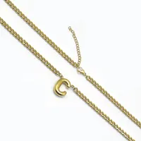 201 Stainless Steel 304 Stainless Steel 18K Gold Plated Simple Style Letter Pendant Necklace sku image 21