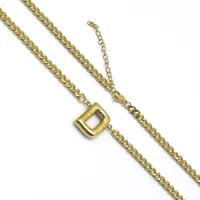 201 Stainless Steel 304 Stainless Steel 18K Gold Plated Simple Style Letter Pendant Necklace sku image 3
