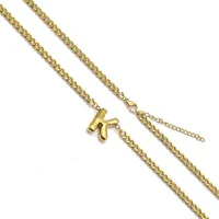 201 Stainless Steel 304 Stainless Steel 18K Gold Plated Simple Style Letter Pendant Necklace sku image 10