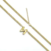 201 Stainless Steel 304 Stainless Steel 18K Gold Plated Simple Style Letter Pendant Necklace sku image 22