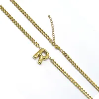 201 Stainless Steel 304 Stainless Steel 18K Gold Plated Simple Style Letter Pendant Necklace sku image 15
