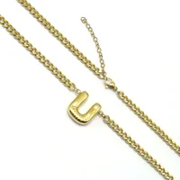 201 Stainless Steel 304 Stainless Steel 18K Gold Plated Simple Style Letter Pendant Necklace sku image 26