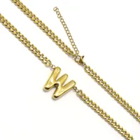 201 Stainless Steel 304 Stainless Steel 18K Gold Plated Simple Style Letter Pendant Necklace sku image 17