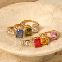 316 Stainless Steel  16K Gold Plated White Gold Plated Gold Plated Casual Plating Geometric Zircon Open Rings main image 4