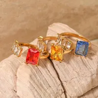 316 Stainless Steel  16K Gold Plated White Gold Plated Gold Plated Casual Plating Geometric Zircon Open Rings main image 1