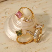 316 Stainless Steel  16K Gold Plated White Gold Plated Gold Plated Casual Plating Geometric Zircon Open Rings main image 3