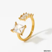 316 Stainless Steel  16K Gold Plated White Gold Plated Gold Plated Casual Plating Geometric Zircon Open Rings sku image 1