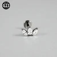 1 Piece Lip Rings Casual Vacation Simple Style Sword Crown Pure Titanium Inlay Zircon 18K Gold Plated Lip Rings sku image 8
