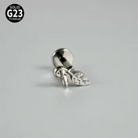 1 Piece Lip Rings Casual Vacation Simple Style Sword Crown Pure Titanium Inlay Zircon 18K Gold Plated Lip Rings sku image 6