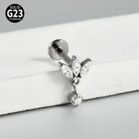 1 Piece Lip Rings Casual Vacation Simple Style Sword Crown Pure Titanium Inlay Zircon 18K Gold Plated Lip Rings sku image 14