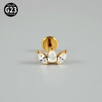 1 Piece Lip Rings Casual Vacation Simple Style Sword Crown Pure Titanium Inlay Zircon 18K Gold Plated Lip Rings sku image 12