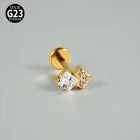 1 Piece Lip Rings Casual Vacation Simple Style Sword Crown Pure Titanium Inlay Zircon 18K Gold Plated Lip Rings sku image 5