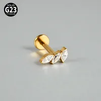 1 Piece Lip Rings Casual Vacation Simple Style Sword Crown Pure Titanium Inlay Zircon 18K Gold Plated Lip Rings sku image 13