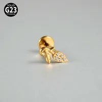1 Piece Lip Rings Casual Vacation Simple Style Sword Crown Pure Titanium Inlay Zircon 18K Gold Plated Lip Rings sku image 10