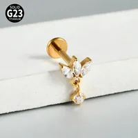 1 Piece Lip Rings Casual Vacation Simple Style Sword Crown Pure Titanium Inlay Zircon 18K Gold Plated Lip Rings sku image 15