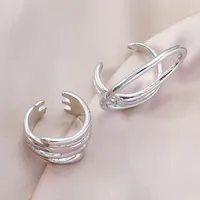 Summer Korean Niche Design Simple Elegant Street Shot Cold Exaggerated Style Hollow Shape Two-Piece Alloy Ring main image 4