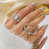 Summer Korean Niche Design Simple Elegant Street Shot Cold Exaggerated Style Hollow Shape Two-Piece Alloy Ring main image 5