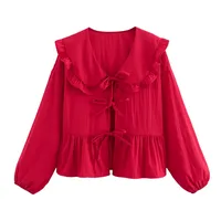 Women's Blouse Long Sleeve Blouses Simple Style Solid Color sku image 14