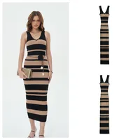 Women's Sheath Dress Tank Dress Simple Style V Neck Contrast Binding Sleeveless Stripe Midi Dress Holiday Date main image 1