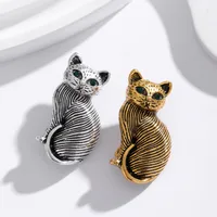 Cute Classic Style Guitar Teeth Cat Alloy Enamel Inlay Rhinestones Unisex Corsage Brooches Collar Pin main image 8