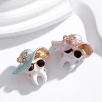 Cute Classic Style Guitar Teeth Cat Alloy Enamel Inlay Rhinestones Unisex Corsage Brooches Collar Pin main image 6